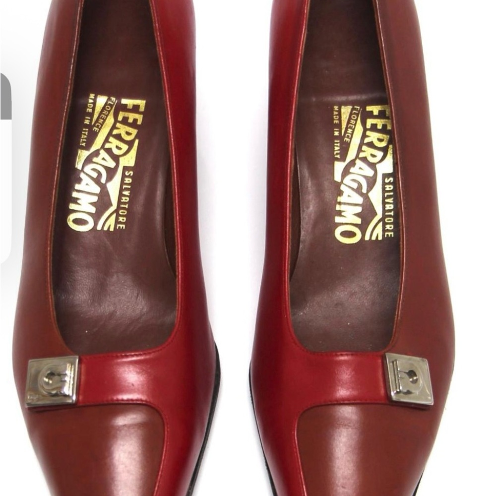 Salvatore Ferragamo Women's Red two toned vintage circa 80’s Leather Loafers
